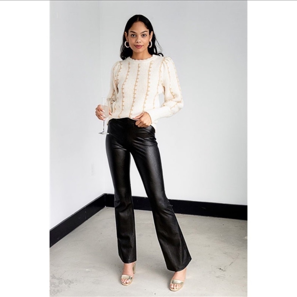 Spanx Leather Like Flare Pants NWT XL black